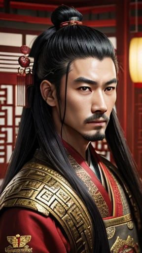 oriental、man in ancient chinese clothes、ancient chinese hairstyle man、three kingdom、multiple warlords、highest quality、masterpiece、Super high resolution、(photoreal:1.4)、Game Posters、inside the house、