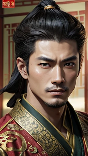 oriental、man in ancient chinese clothes、ancient chinese hairstyle man、three kingdom、multiple warlords、highest quality、masterpiece、Super high resolution、(photoreal:1.4)、Game Posters、inside the house、