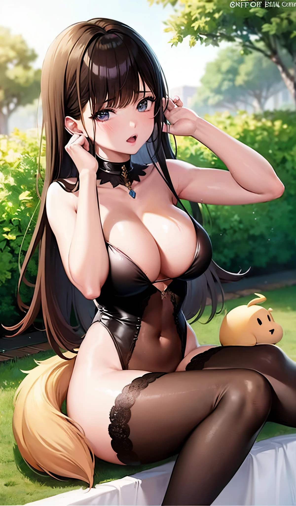 (1 girl:1.Hot realistic photos,lifelike:1.4 official art,Super detailed,Beautiful and beautiful,Beautiful big breastasterpiece,best quality,sit down,,camel toe,Put your hands behind your head, ,(Big breasts exposed),fingers spread,