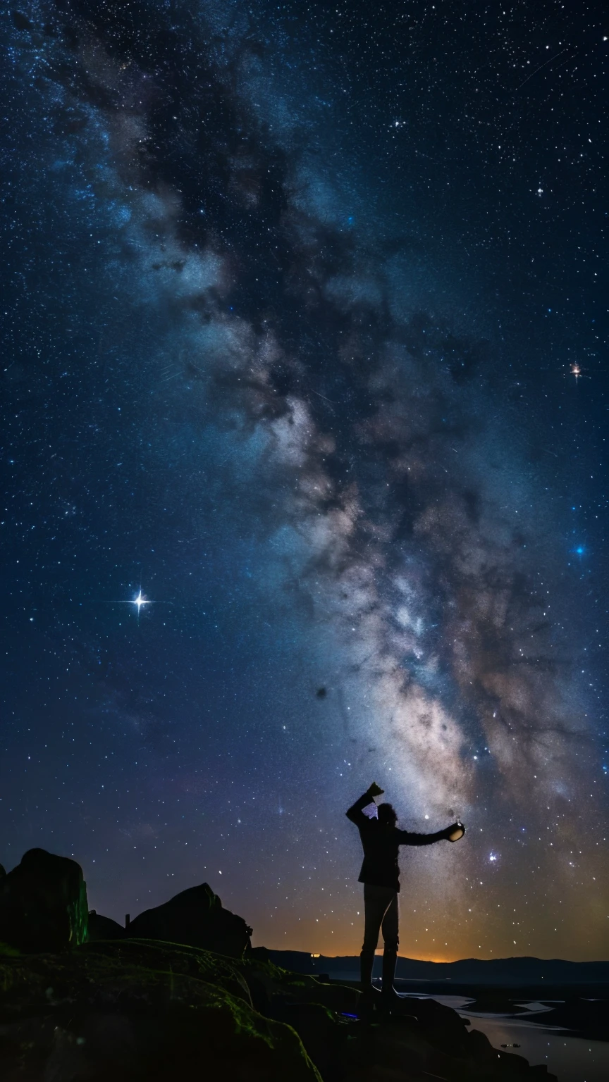 night stary sky with reflection upside down
