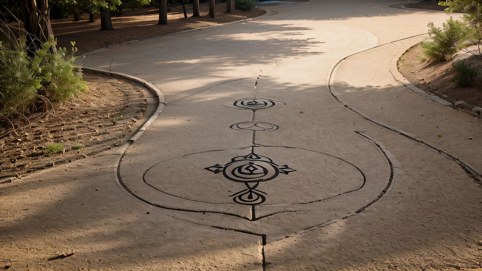 A winding, abstract path with meditation symbols, conveying the journey of incorporating mindfulness as an optional self-care activity.