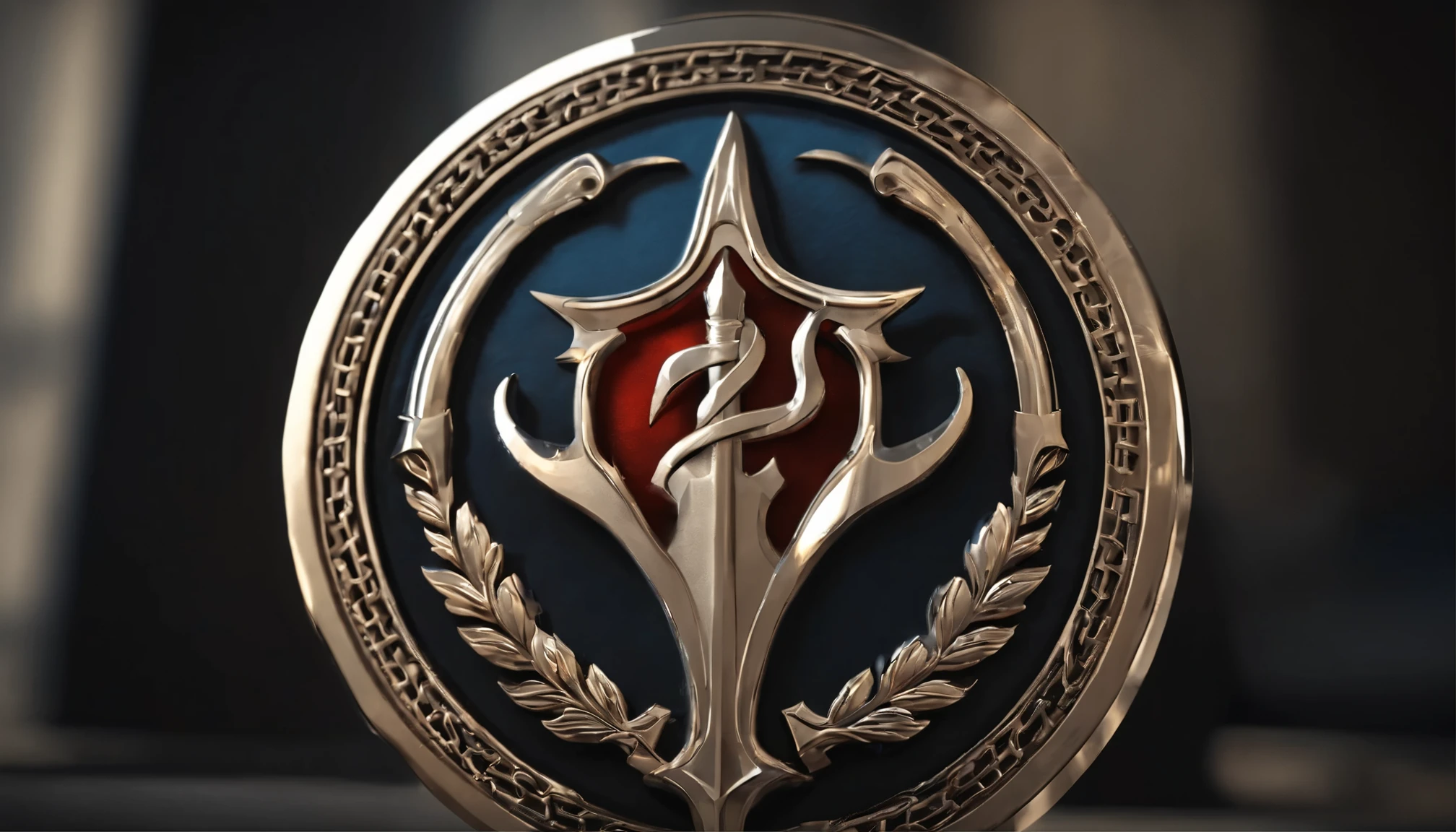 (Game achievement badge design),silver medal,Flat 2D effect,Wheat ears,(There a sword in the center of the medal、There an icon at the intersection of a hammer and a wrench)、sword and sorcery,Macro