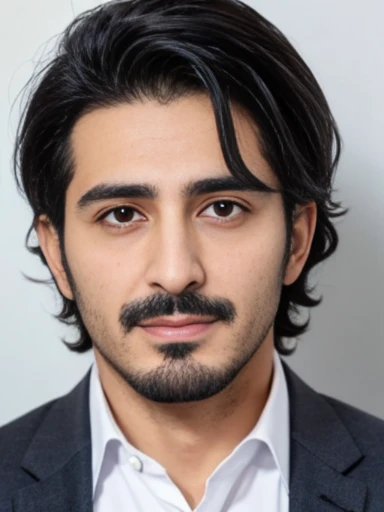 Lebanese man, ugly, short messy black hair with white strands, facial hair, lazy, 40 years old, suits, large nose