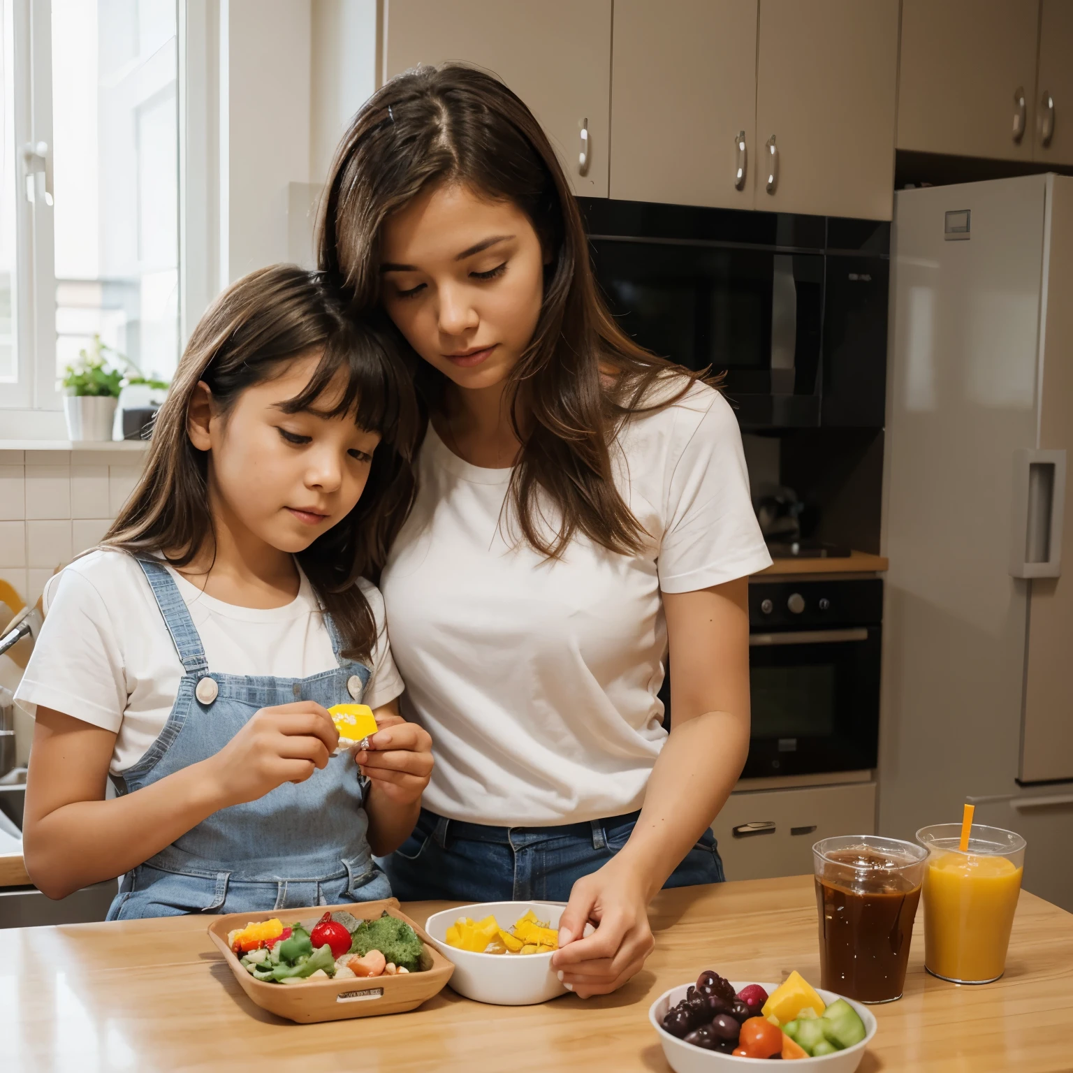 Hello, create an ebook cover with an image of a mother and her daughter putting together a healthy lunch box for school