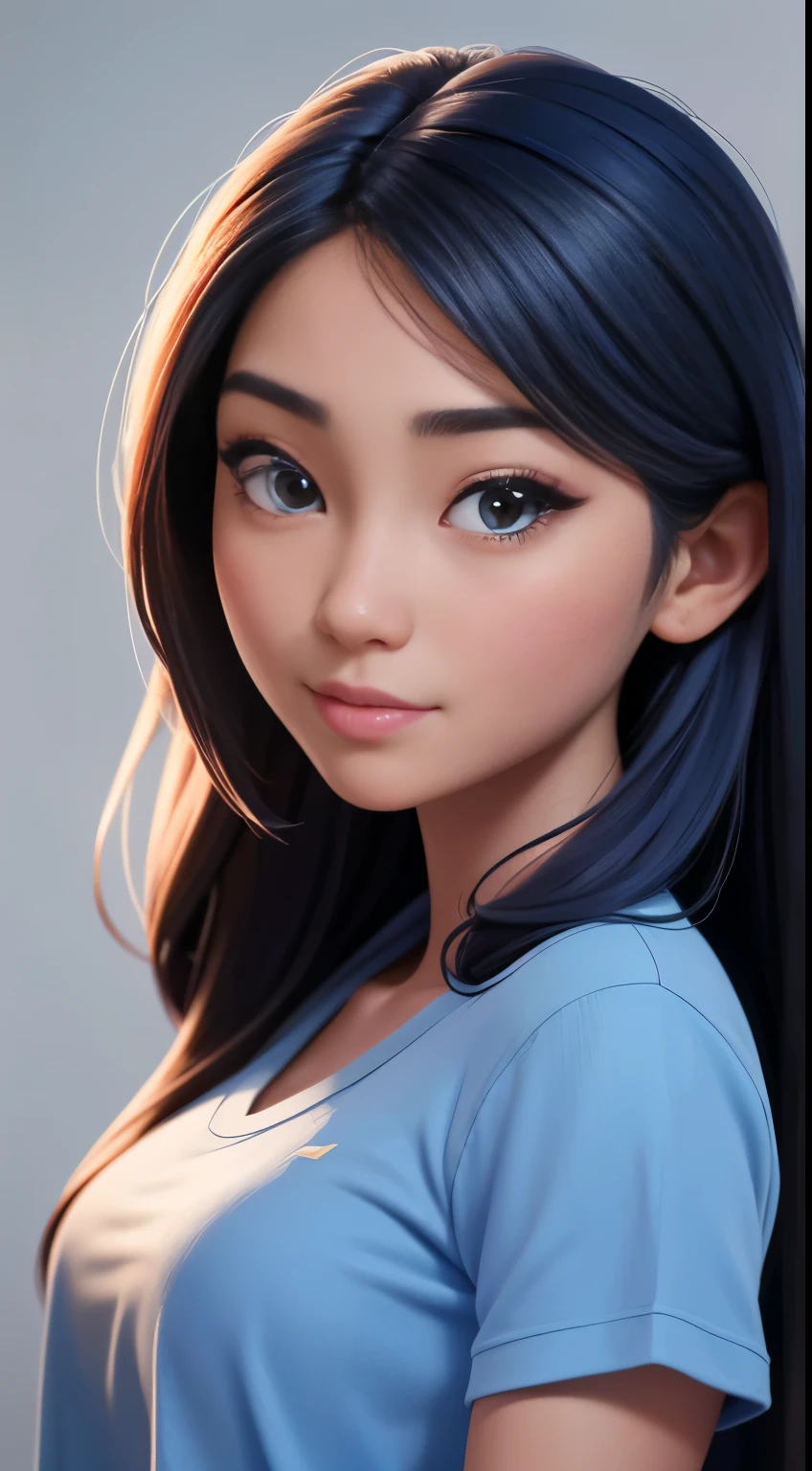 arafed woman with long hair and a blue shirt posing for a picture, a picture inspired by Ni Yuanlu, tumblr, photorealism, headshot profile picture, cindy avelino, nivanh chanthara, a young asian woman, headshot portrait, south east asian with round face, close up potrait, headshot photo, closeup headshot portrait