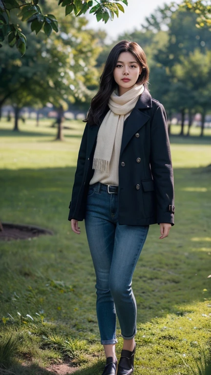 8k, best quality, masterpiece, realistic, ultra detail, photo realistic, Increase quality,
a photo of a girl standing in a field with a scarf,full body nudist, voluminous mass, photobash, serene faces, jagged edges, navy, natural beauty, cowboy shot shot