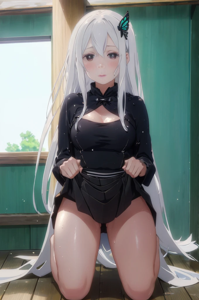 cowboy shot,笑face,blush,crossed legs,
and3/4y§¤y ̈,1 girl,alone,long hair,gray hair,very long hair,hair between eyes,colored eyelashes,bright瞳孔,purple eyes,
¥
,butterfly hair ornament,black collar,black capelet,black dress,long sleeve,long dress,vertical striped dress,medium breasts,, exquisite visuals, High resolution,masterpiece,Highest quality,, 18-year-old,young woman,beautiful指,beautiful長い脚,beautiful体,beautiful鼻,beautifulキャラクターデザイン, perfect eyes, perfect face,expressive eyes,
official art,Highly detailed CG Unity 8k wallpaper, perfect lighting,colorful, bright_front_face_lit,shiny skin,
(masterpiece:1.0),(Highest_quality:1.0), 超High resolution,4k,super detailed,
photo shoot, 8k, HDR, High resolution, disorganized:1.2, kodak portrait 400, film grain, blurred background, Bokeh:1.2, Lens flare, (lively_color:1.2), (beautiful_face:1.5),(narrow_waist), ,NSFW, Highestquality, High resolution, High resolution, 1 girl, alone, angle from below, chest exposed, fluffy chest, cleavage,ぼっ起nipple, 固nipple,, troubled look,赤いface, sweaty, soaking wet, See through, lift up skirt,She is lifting up her skirt with her hands to show it.、 crotch line, hip line, , beautiful脚のライン, water droplets running down the legs, Lower body soaking wet, My waist was wet, Excessive groin splash, Three-dimensional effect of body parts, realistic skin texture, focused on feet, kneel down, spread your knees, bright部屋, , lighting from below, ,platinum blonde,medium hair,red eyes、not wearing underwear、not wearing a bra、not wearing pants、thin pubic hairは丸見え、nippleも丸見え、胸から下はnot wearing clothes、全naked、素っnaked、not wearing clothes、stand with your legs straight、I don't wear anything on my bare skin、All my breasts are exposed、not wearing underwear、lifting the skirt with one's hands、pubic hair exposed、thin pubic hair、beautiful陰毛、はだけてchest exposed、シャツを着てないのでnippleが丸出し、I can see your chest、nippleが丸出し、nippleが丸出し、手でシャツを引っ張りnippleを見せている、手でシャツを引っ張りnippleを見せている、手でシャツを引っ張りnippleを見せている、naked、belly button、nipple、胸元をぐっと開いてnippleを見せる、belly button、belly button丸出し、belly button及びnippleが丸出しになっている状態