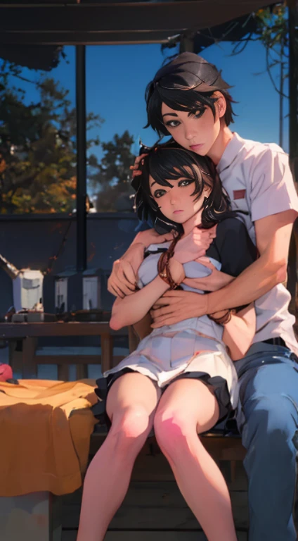 (NSFW, (((debris flies, highest quality, realistic))), (shiny skin), (nffsw, 8k wallpaper, High resolution), perfect anatomy, cinematic lighting, Physically based rendering, Awards, highly detailed skin, highly detailed face, Beautiful eyes in every detail, Carl Zeiss 85mm F/1.4, highest quality、hanekawa tsubasa、Glassesの攻撃、black hair、Braided hair without breasts, brown eyes, round face), (blush your nose, Body shot with half-open eyes]、Glasses、head to toe shot、black hair、tighten your chest...、lifted by a rope、あいNo modification、uncut、20+、Ahegao、Overflowing love juice、No modification、pink nipples、