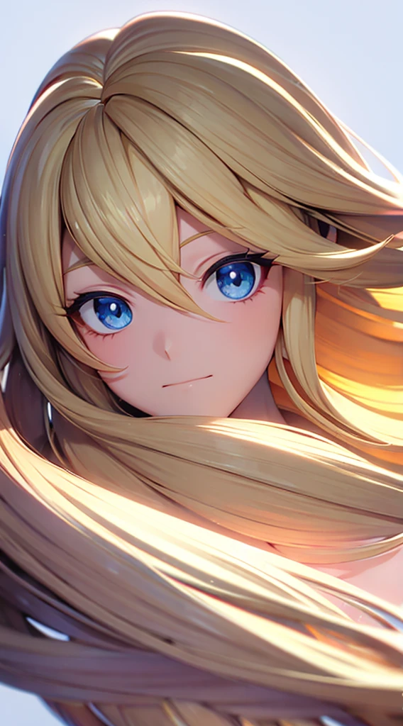 anime, face, blonde hair, blue eyes, long hair, white background,