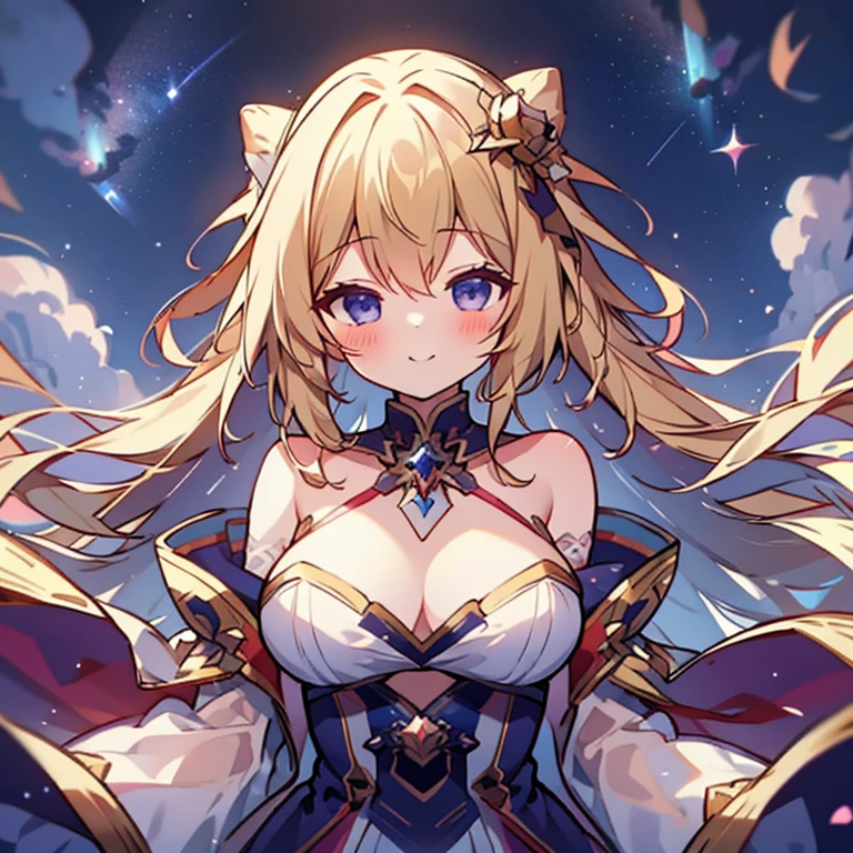 blonde beautiful girl blush fantasy cute night starry sky beautiful girl looking at the sky smile shooting star Meteors Ocean one person
