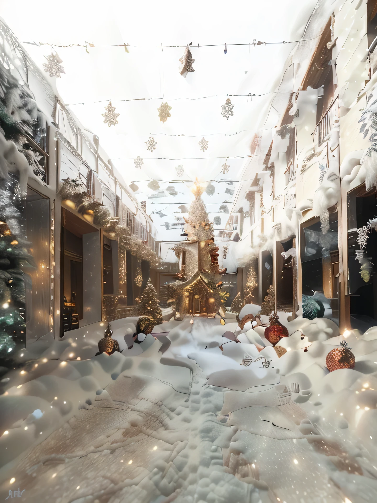 convert this iamge into beautiful christmas theme , keep the architect same , not excessive snow