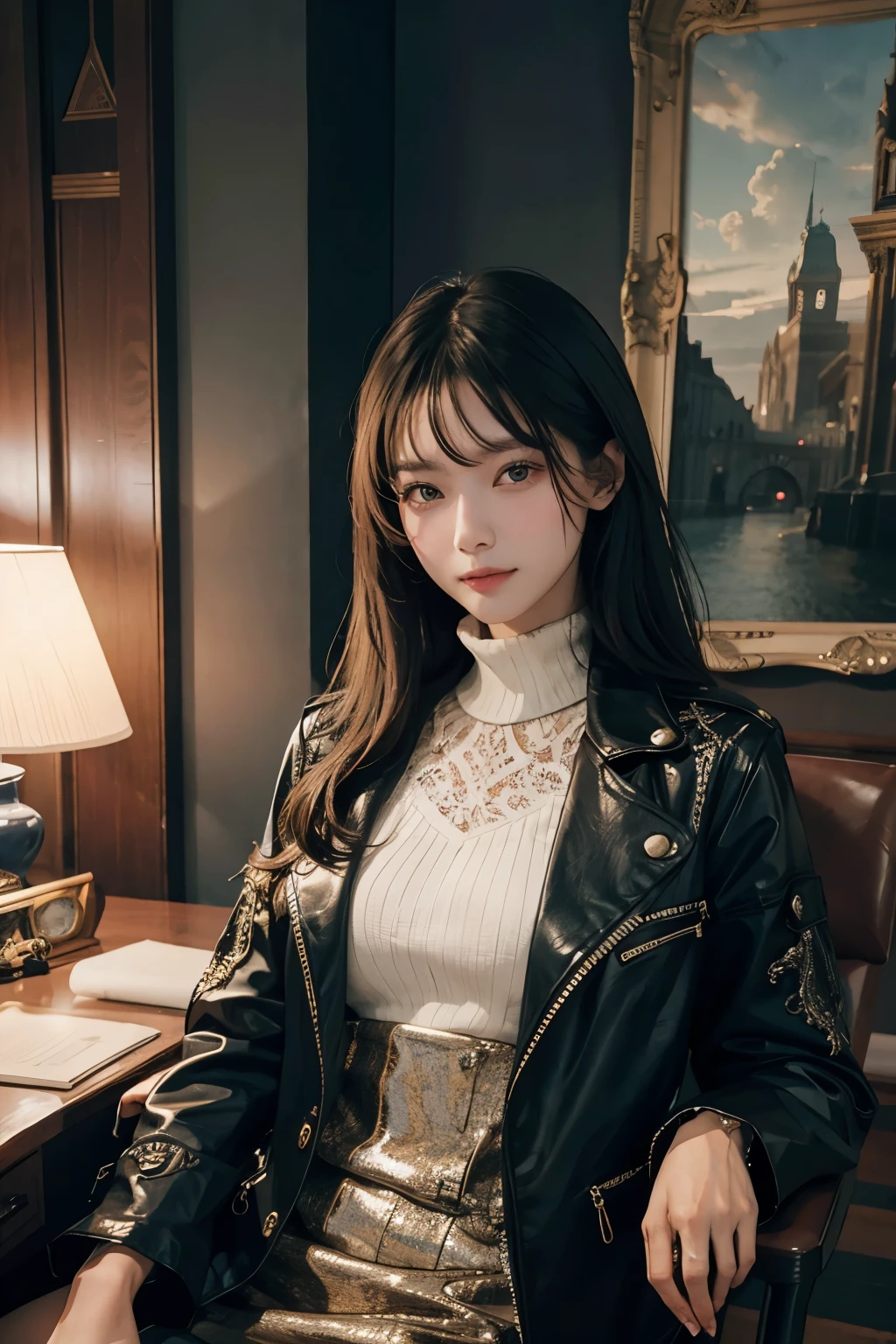Top quality, 8K, masterpiece, European slim eyes, looking at viewer, half-smile, ultra-detailed