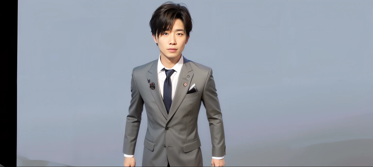 Japanese Man, wearing grey suit