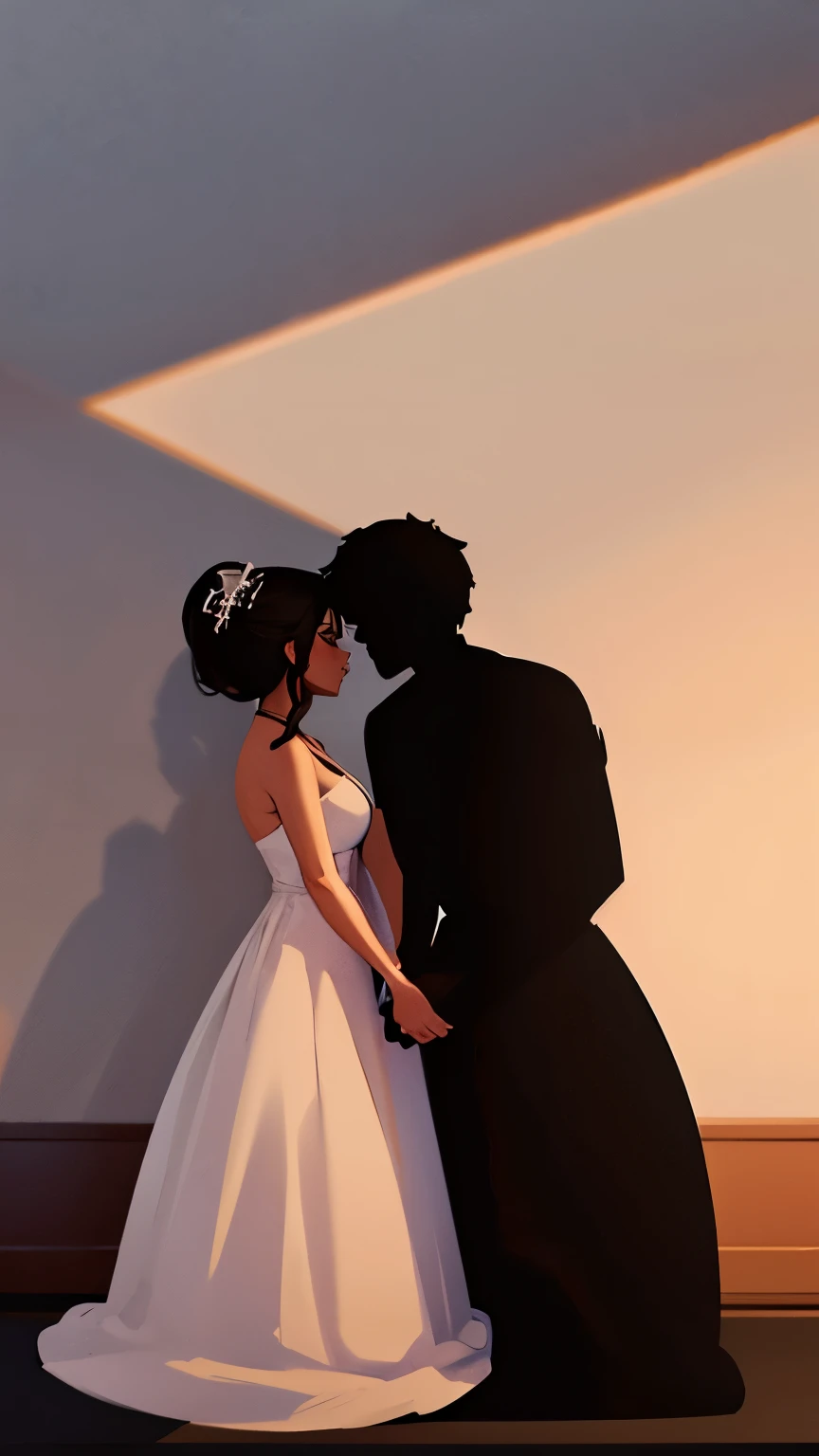 Shadow illustration of a black couple in love in cartoon format