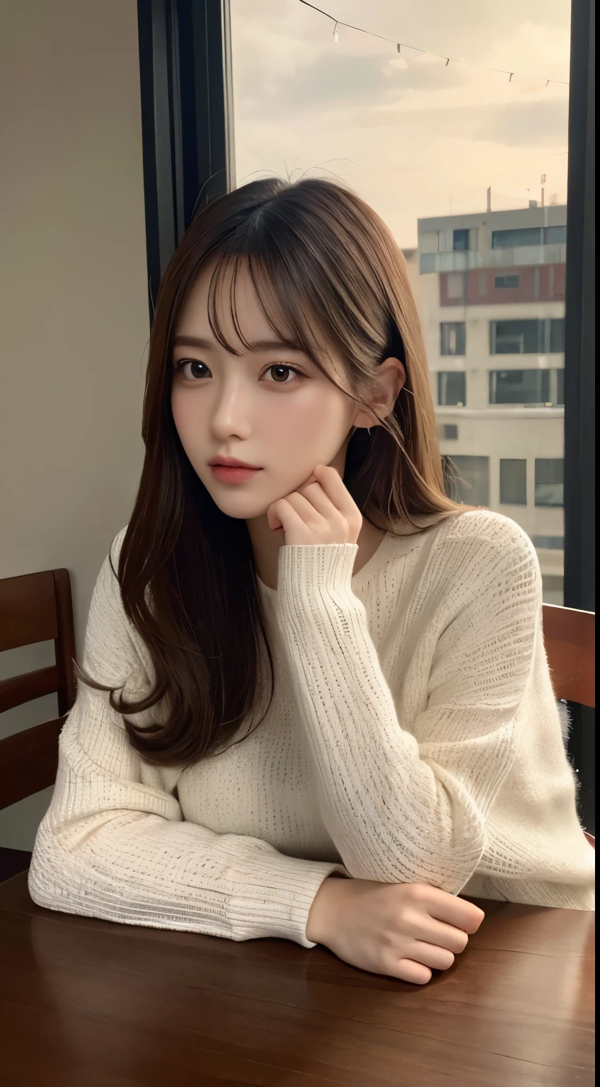 ((Looking thoughtful))、on the table, best quality, illustration, Super detailed, fine details, high resolution, 8K wallpaper, Perfect dynamic composition, Beautiful detailed eyes background