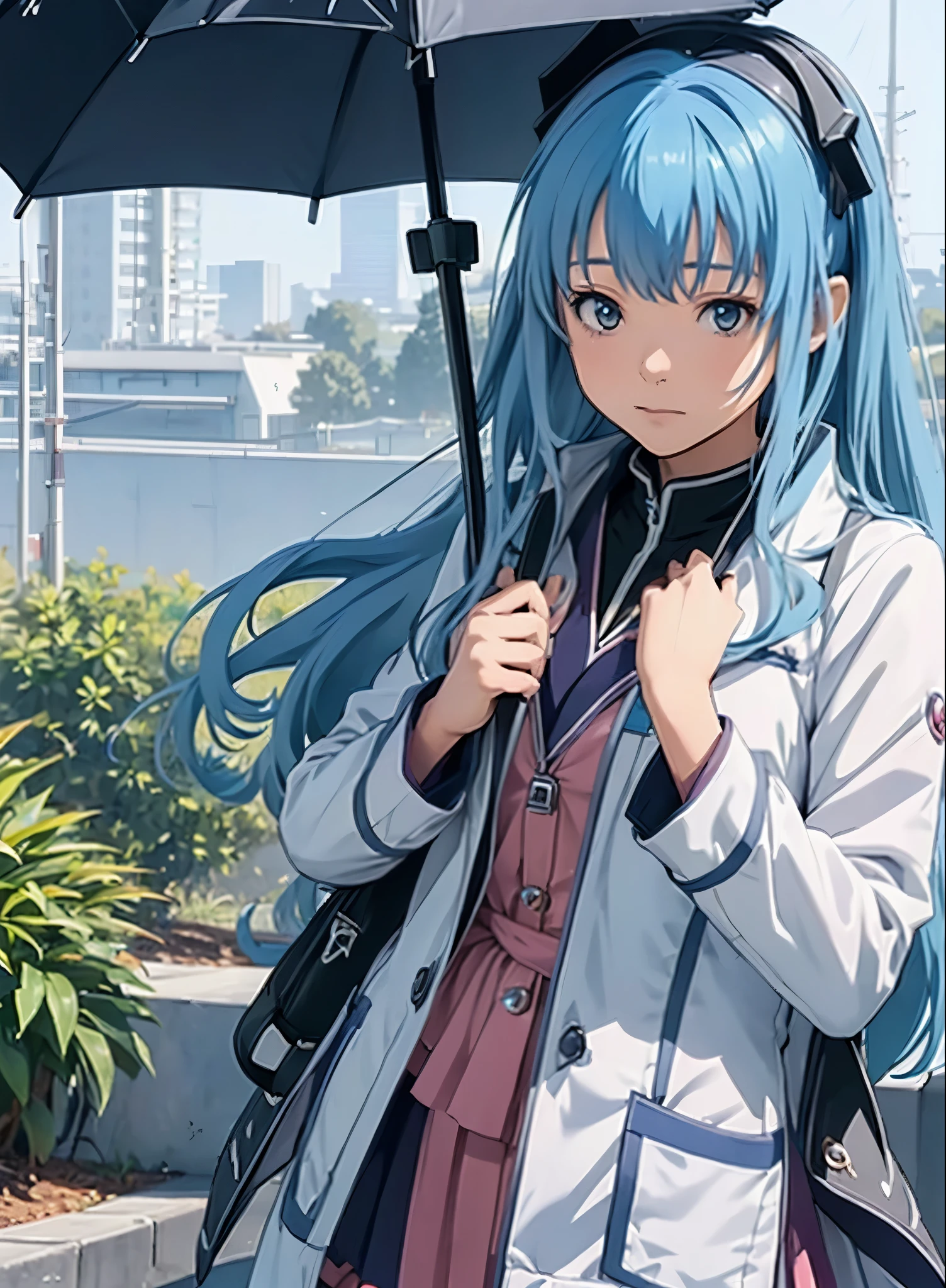 (動アングル:1.4), ((全身ポージング:1.5),anime girl with blue hair and a white coat holding an umbrella, rimuru tempest, best anime 4k konachan wallpaper, kantai collection style, anime style 4 k, splash art anime ****, anime moe artstyle, detailed key anime art, beautiful anime high school girl, smooth anime cg art, anime visual of a cute girl