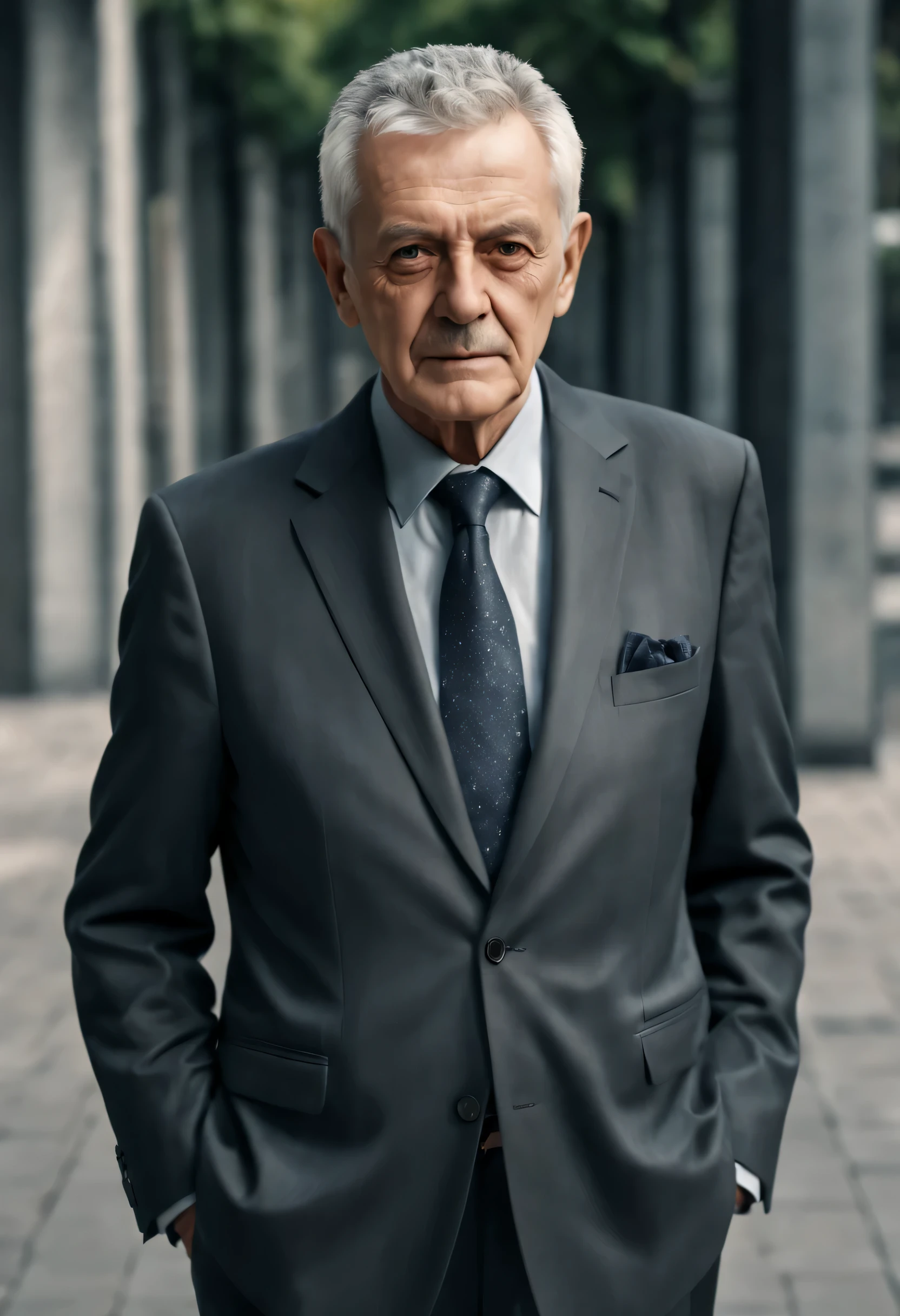 1:44
hyper-realistic image,full-length portrait of an elderly man in dark suit, short gray hair ,professional camera,sharpness before the eyes,HDR,8K