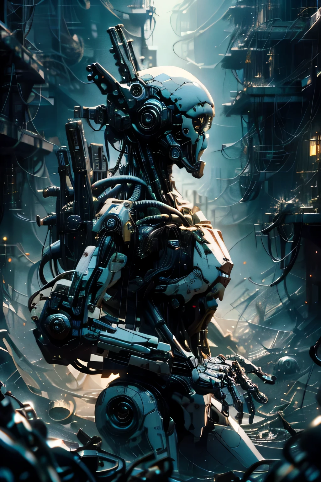 巨大robot、Armored Core、battle、（time traveler）、cosmos、cosmic、hologram、Whitehall、Black Hole、Physics、put hands forward、whole body,, People photography、neon light, 8K, Raw, best quality, muste piece, ultra high resolution, colorful, (medium wide shot), (dynamic perspective), sharp focus , (The written boundary depth is f16), very detailedな目と顔,trimmed gear:1.2), ((muste piece, best quality)), detailed background, Double exposure of a person and a spiral、（Mixed with gray hair）、GeForce RTX 4090、bioluminescence、,masterpiece,connected to the plug、spectrum、space city、very detailed beautiful porcelain profile female android face、headset complex 150mm、beautiful studio soft light、rim light、vivid details、gorgeous cyberpunk、race、surreal、anatomical、Beautiful background of facial muscles、octane rendering、8K、highest quality、masterpiece、An illustration、very delicate and beautiful、very detailed、ticker ,unity ,wall-,wonderful, Attention to detail, masterpiece,highest quality,official art,Hvery detailed ticker unity 8K wallpapers、robot、silver halmet、((whole bodyエスビアン))