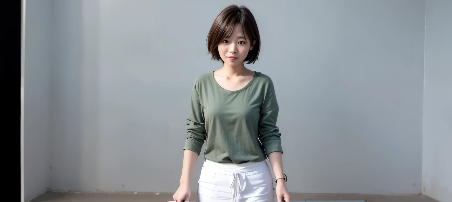 Japanese woman, brown short hair