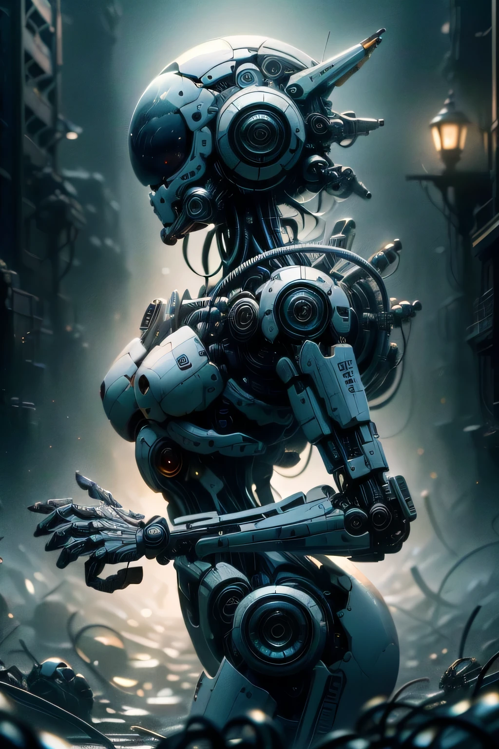 巨大robot、Armored Core、battle、move quickly（time traveler）、cosmos、cosmic、hologram、Whitehall、Black Hole、Physics、put hands forward、whole body,, People photography、neon light, 8K, Raw, best quality, muste piece, ultra high resolution, colorful, (medium wide shot), (dynamic perspective), sharp focus , (The written boundary depth is f16), very detailedな目と顔,trimmed gear:1.2), ((muste piece, best quality)), detailed background, Double exposure of a person and a spiral、（Mixed with gray hair）、GeForce RTX 4090、bioluminescence、,masterpiece,connected to the plug、spectrum、space city、very detailed beautiful porcelain profile female android face、headset complex 150mm、beautiful studio soft light、rim light、vivid details、gorgeous cyberpunk、race、surreal、anatomical、Beautiful background of facial muscles、octane rendering、8K、highest quality、masterpiece、An illustration、very delicate and beautiful、very detailed、ticker ,unity ,wall-,wonderful, Attention to detail, masterpiece,highest quality,official art,Hvery detailed ticker unity 8K wallpapers、robot、silver halmet、((whole bodyエスビアン))