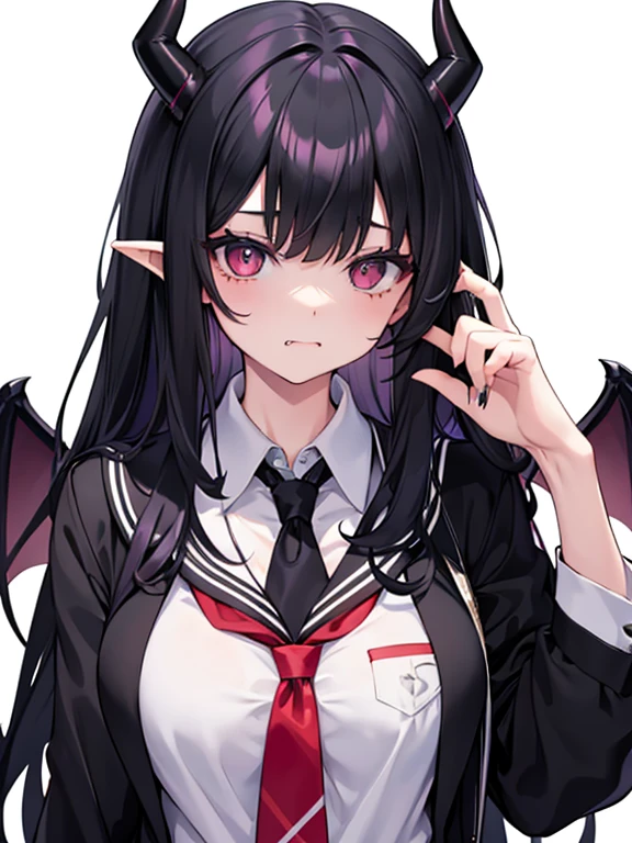 (detailded), (((bat girl))), (((murcielago))), big ass, grey skinned, black wavy hair, ((mini-skirt)), (((Pussy dripping))), (((Freckles on the face))), (((office worker suit)))