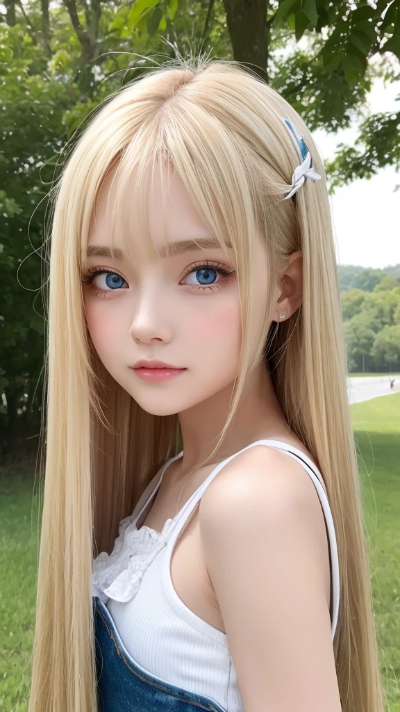 strong wind blonde、Very long beautiful straight hair、Shiny and dazzling bright hair、very cute beauty face、Beautiful clear and shiny skin、Long bangs cover the beauty's cute face、Beautiful cute girl with transparent dark beautiful natural blond silky hair、Twintails are sexy, so her face.., very cute and beautiful、shiny very beautiful skin、Beautiful disheveled bangs、Very beautiful and cute sexy bright sky blue big eyes、very big eyes、The luster of blonde hair that reflects all kinds of light、beautiful very long shiny silky blonde hair、18 years old petite, an extremely beautiful and cute girl、gross face、cheek gloss highlight、White, young and bright skin、
