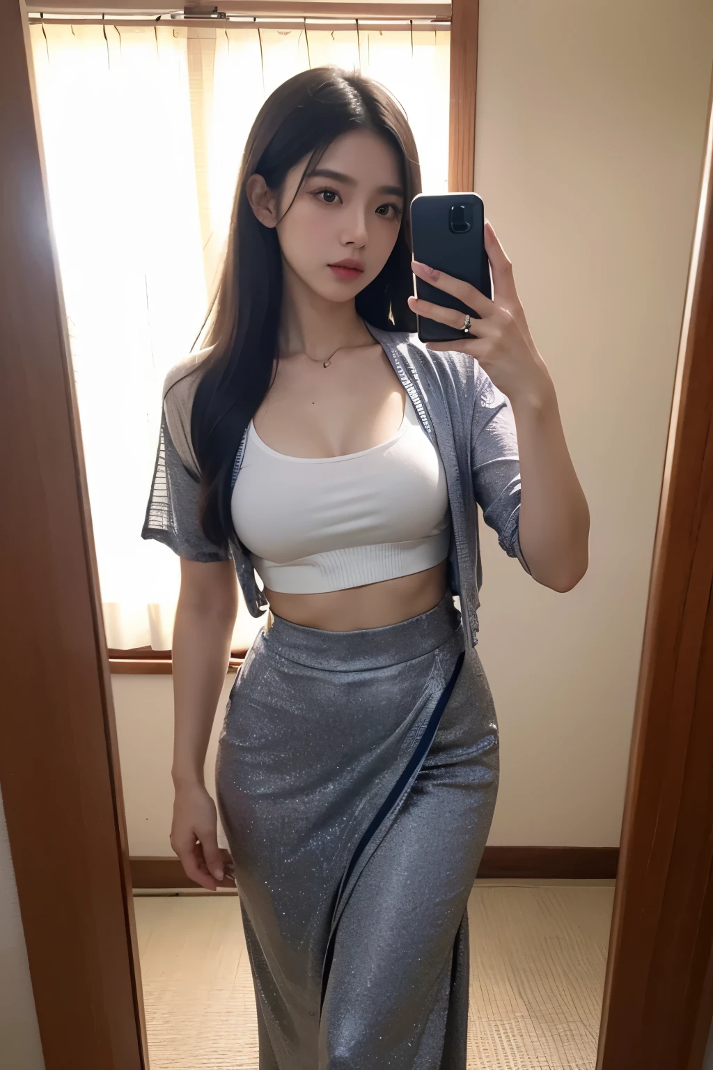 Araffe mulher tirando uma selfie em um espelho do banheiro, Deusa japonesa, in quimono, in a quimono, wearing quimono, Festival Fantasma Faminto, quimono, beautiful chinese model, roupas abertas no peito, coreana, 22 anos de idade, Japanese model, linda mulher sul-coreana, wearing a quimono, , 21 anos de idade
