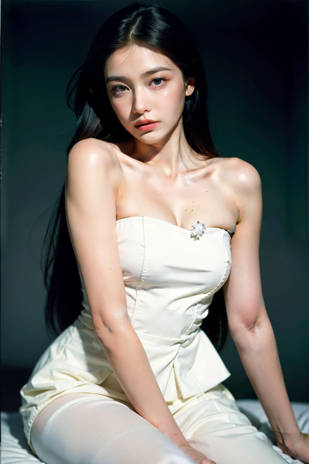 ugly young woman,front upright,Dress conservatively