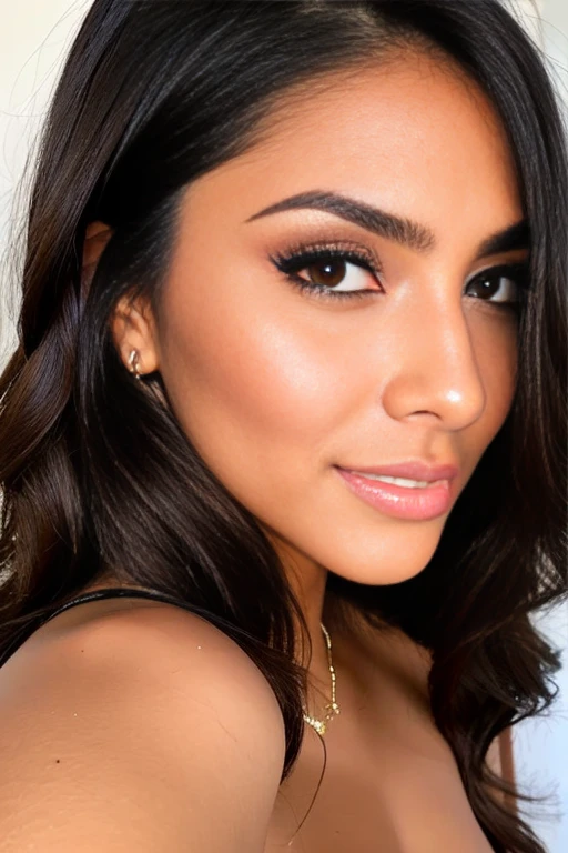 Brazilian woman, brunette, well-structured face, without lines on her face, sensual and well put-together, young, 25 years old, beautiful, sexy Instagram model, onlyfans model, perfect eyebrows gorgeous.