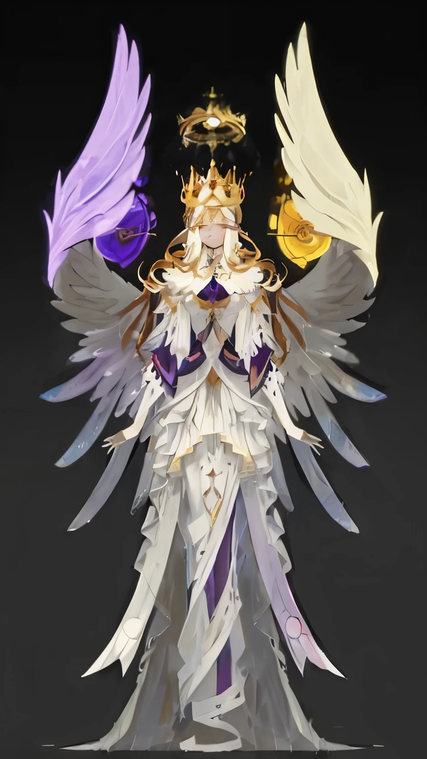 a woman with wings and a crown on her head, anjo majestoso de corpo inteiro, clothed in ethereal armor, Serafim, female lord of change, arte conceitual de fantasia espiritual, divindade de cabelos brancos, anjo feminino alto, O Deus Atena, foto de deusa extremamente detalhada, Arte detalhada de 8k hd keqing Obra-prima Deusa da Tristeza superdetalhado.