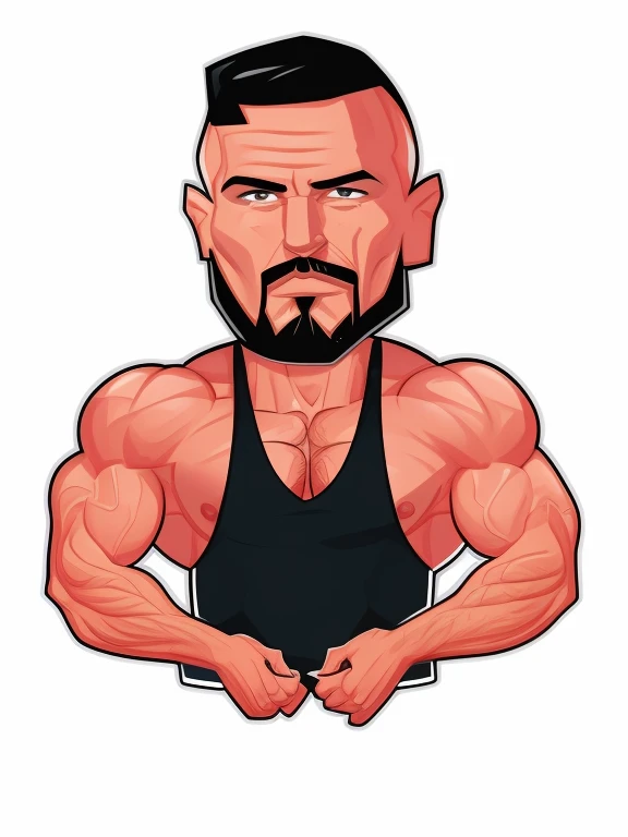 a cartoon of a man with a beard and a black vest, inspired by Volkan Baga, harry volk clip art style, muscular bald man, muscular character, upper body avatar, in cartoon style, inspired by Viktor Oliva, walter white as a bodybuilder, digitally colored, cartoon style illustration, joe rogan, exaggerated muscle physique
