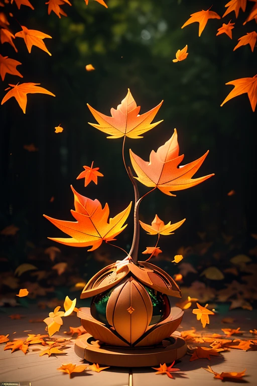 dynamic illustration of Autumn Leaves Falling, leaves floating in the air, forest, octane render, enhance, intricate, (best quality, masterpiece, Representative work, official art, Professional, unity 8k wallpaper), by Yoshitomo Nara