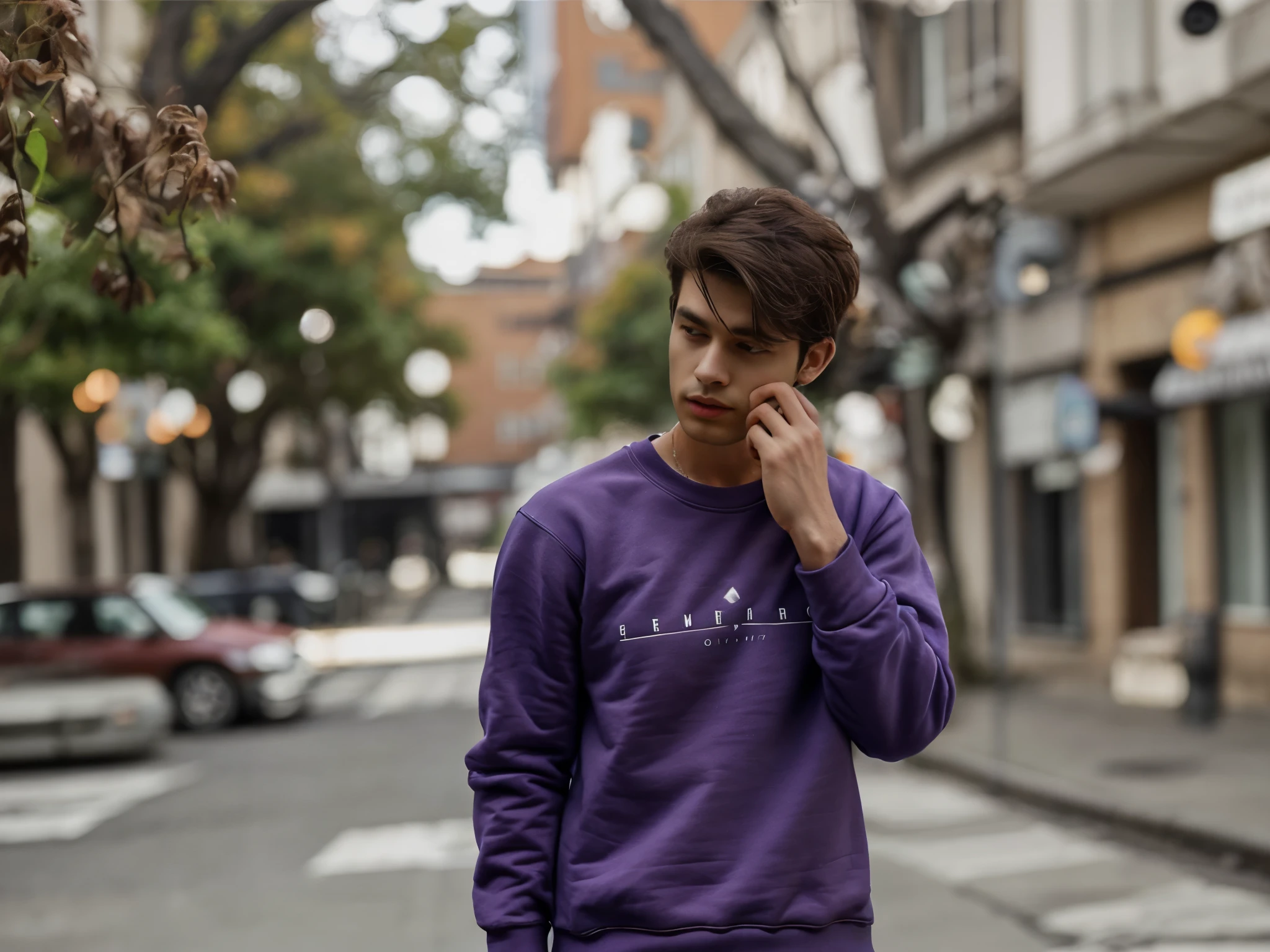 Realistic cotton material dark purple colour sweatshirt