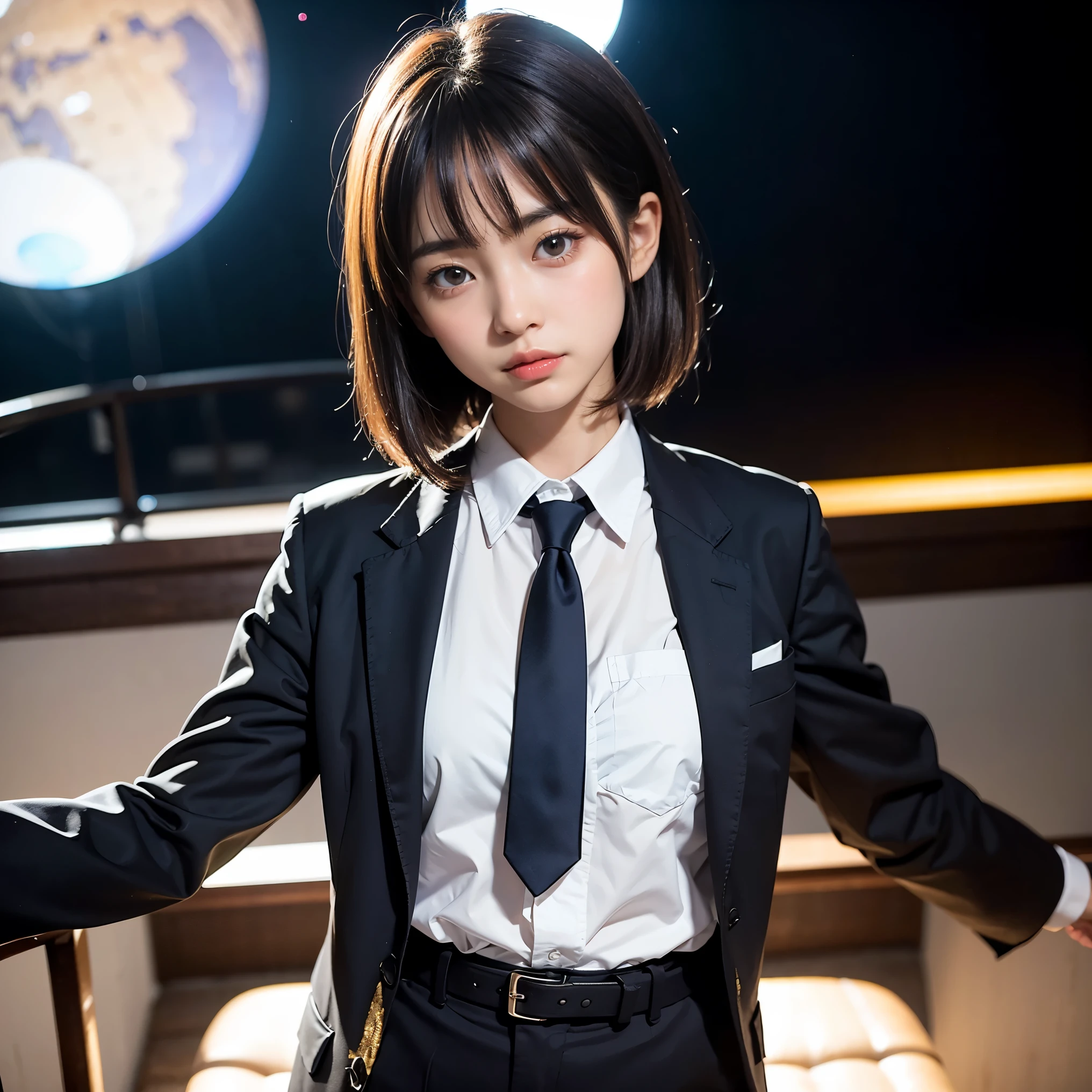 proud woman、surrounded by men、plump、Shimenawa around neck、Hands and feet are tied to the beam with ropes、rampage、angry look、detailed face、detailed hands、detailed legs、(pieces fly, highest quality:1.2), 8K, official art, chest、cute、wearing a suit、chestが見える、 planet, Trending on cgstation, 太陽系外planet, official art, mar planet, Sakimi-chan, Five Fingers Photos'body of, Full body Esbian、suit beauty、cool look、 (masterpiece) (highest quality) (be familiar with) (8K) (movie lighting) (sharp focus) (complicated)black hair、、小さいchest、laughter、incredibly stupid, (beautiful girl, cute face, turn back, Gold hair ornament on hair、wearing a suit、chestのクローズアップ, wearing a suit, short sleeve, gardenia, Violacea, space , looking at the viewer, film grain, chromatic aberration, オッパイsharp focus, face light, dynamic lighting, cinematic lighting, be familiar withな目と顔, (Gray tie、1 part:1.2)