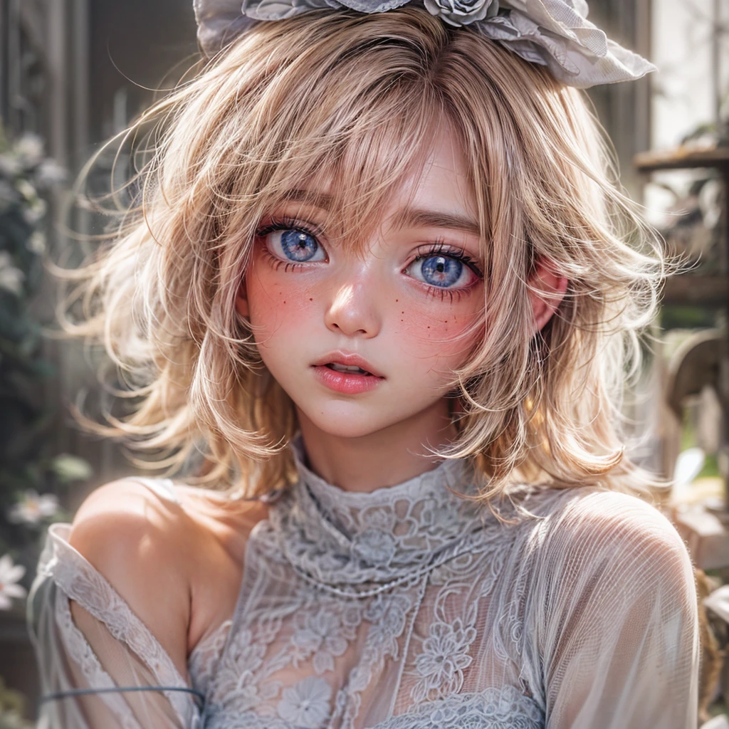 masterpiece, best quality,dutch angle,realistic, super detailed, ultra detailed, extreme detailed, extremely detailed, ultimate detailed, hyper detailed, beautiful eyes, beautiful hair, beautiful face, beautiful skin,full body, slim abs ,shiny skin ,ultra-detailed face, detailed eyes, lustrous lips,nsfw(1girl, solo),18 years old,pubric hair(small body,small breast)amelia watson,blonde hair, blue eyes, choker, short hair, realistic eyes,wet clothes,translucent,transparent,dripping,negligee,garter belt,socks,embarrassed,standing, BREAK holding flower,pison,Prison,gaol,underground,dark,