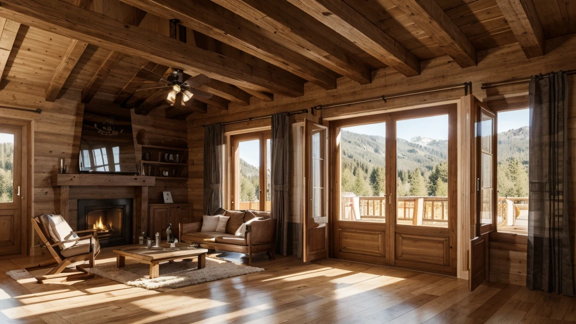 Design me the plans of the chalet for each of the floors. Que sea en 3D. ..