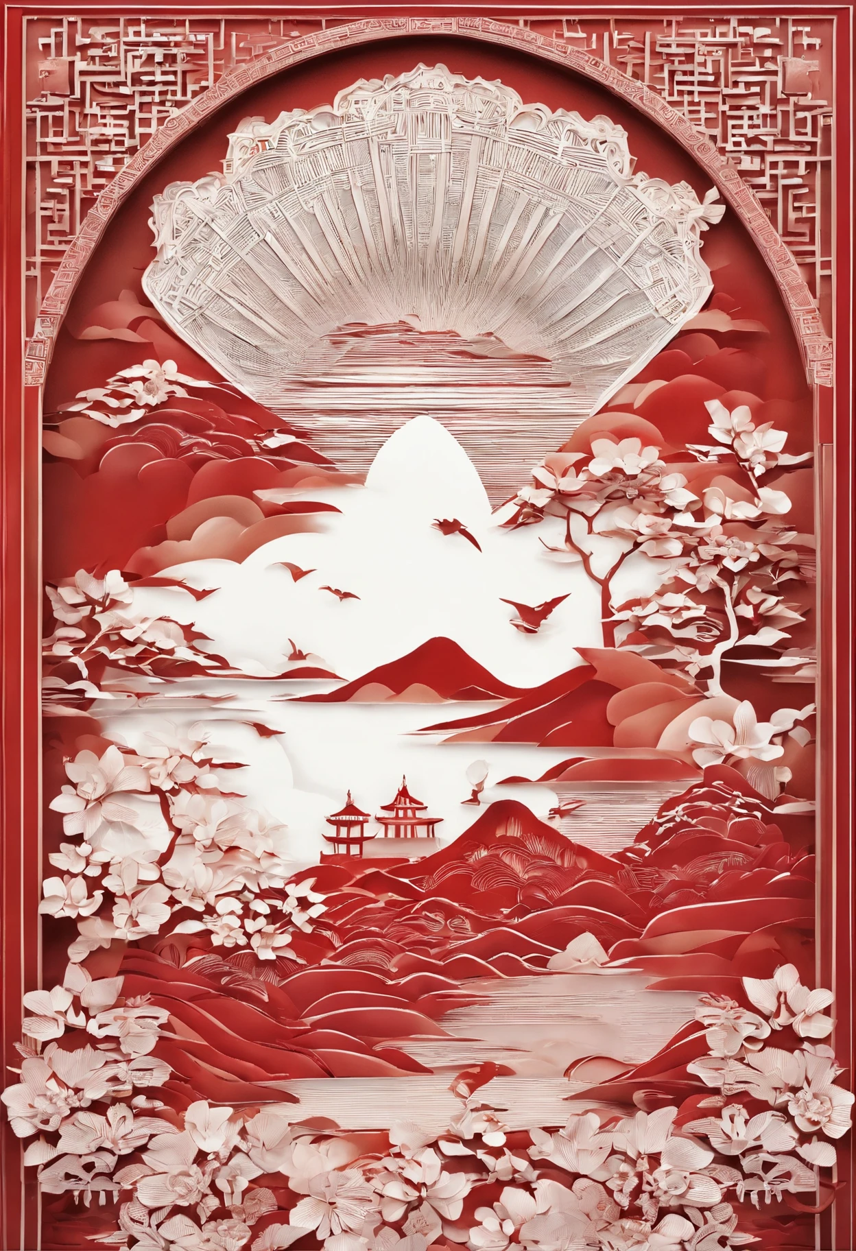 masterpiece, Chien Se woman in Hanfu, beautiful рендеринг сказки, In art style, картина beautiful, beautiful, like the moon, very intricate masterpiece, painted metal, beautiful intricate masterpiece, several layers, mysterious, Ancient China background, red