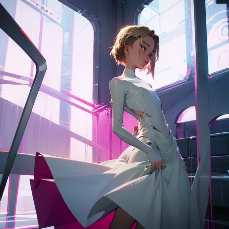 wearing a pretty dress