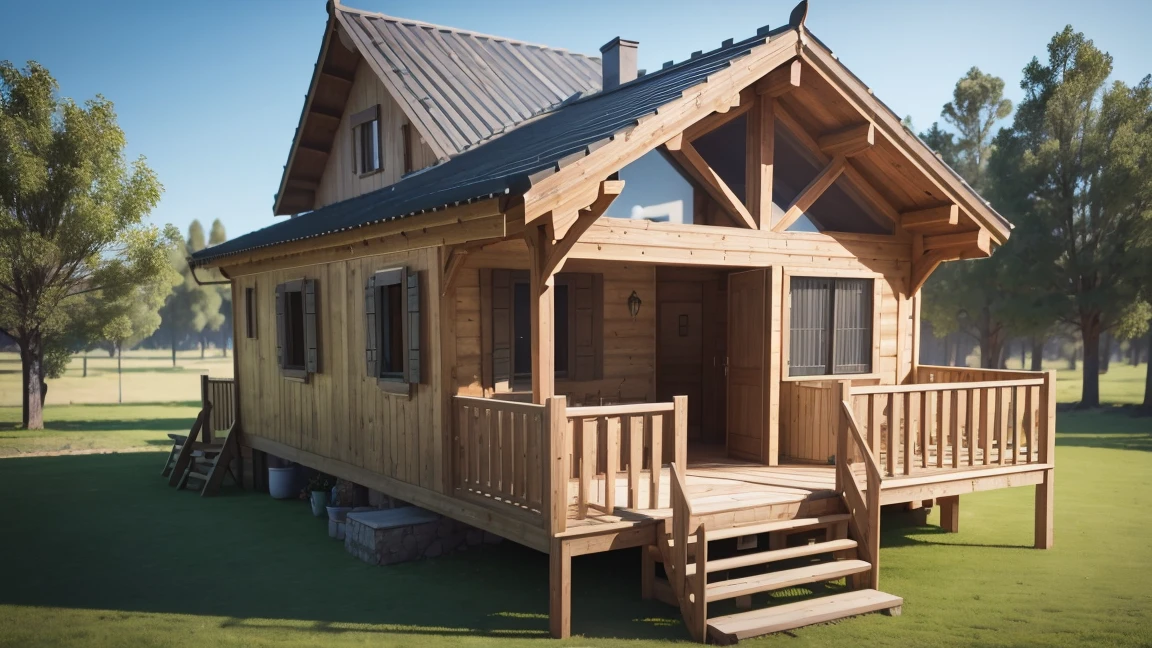 Dame los planos del chalet. 3d. Visto de los cuatro puntos laterales frontales