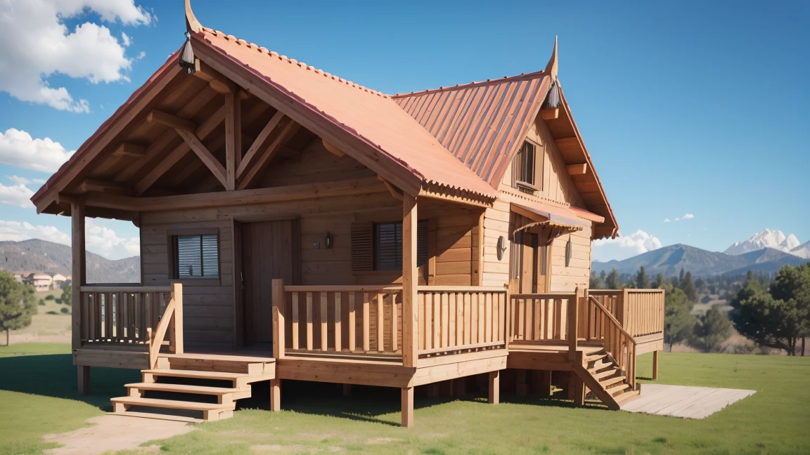 Dame los planos del chalet. 3d. Visto de los cuatro puntos laterales frontales