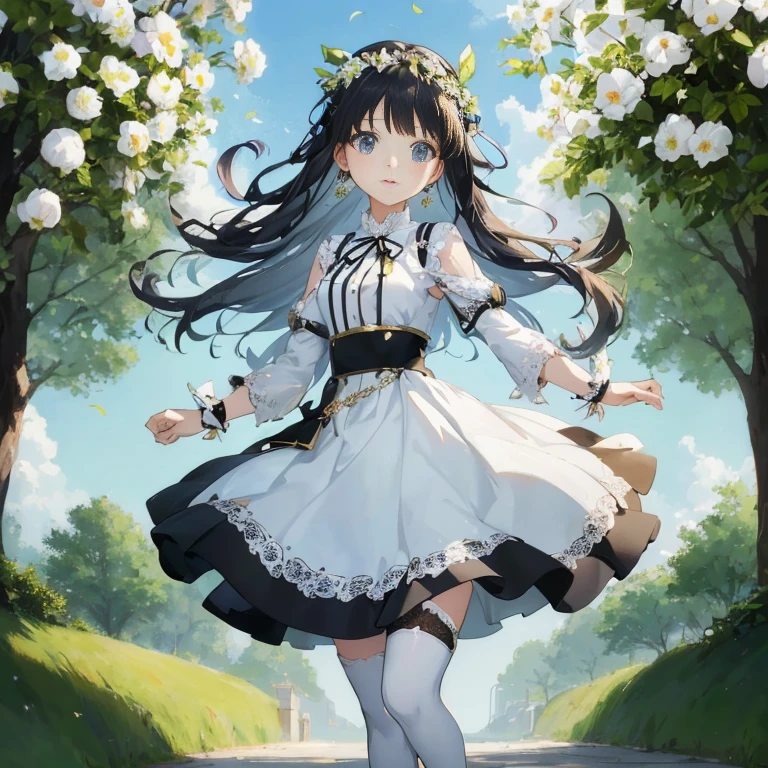 wood々Anime girl in a white dress walking on the road against the background of, loli in a dress, hestia, Cute anime wife in a nice dress, anime moe art style, official artwork, Cute girl anime visual, Google on pixiv artstation, high detailed official artwork, anime style 4k, official art, Smooth anime CG art