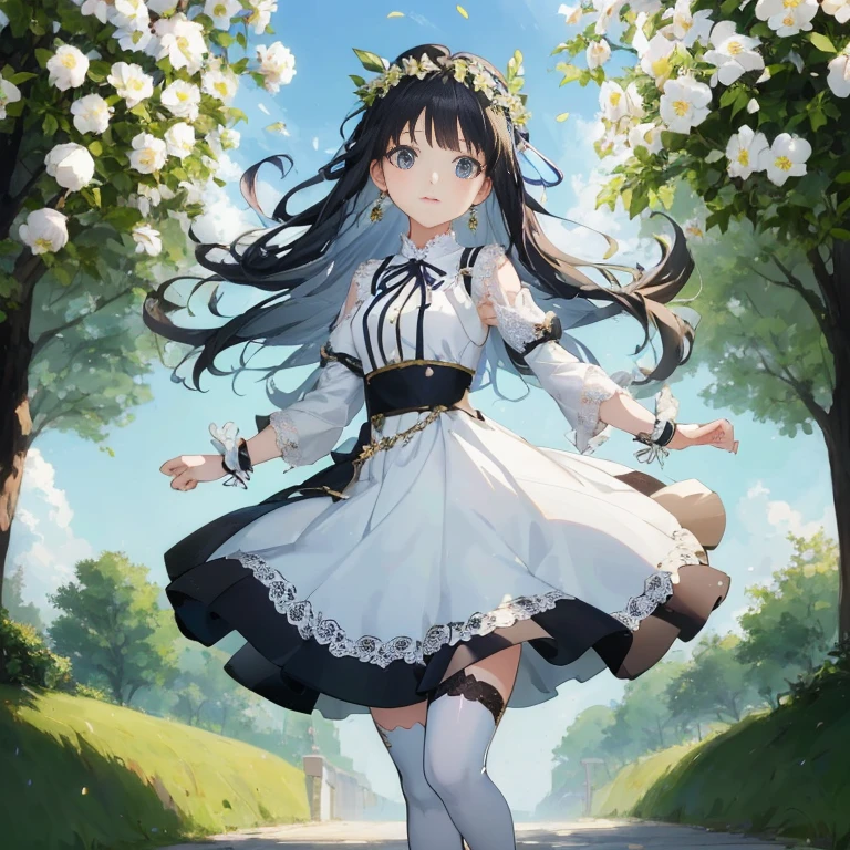 wood々Anime girl in a white dress walking on the road against the background of, loli in a dress, hestia, Cute anime wife in a nice dress, anime moe art style, official artwork, Cute girl anime visual, Google on pixiv artstation, high detailed official artwork, anime style 4k, official art, Smooth anime CG art
