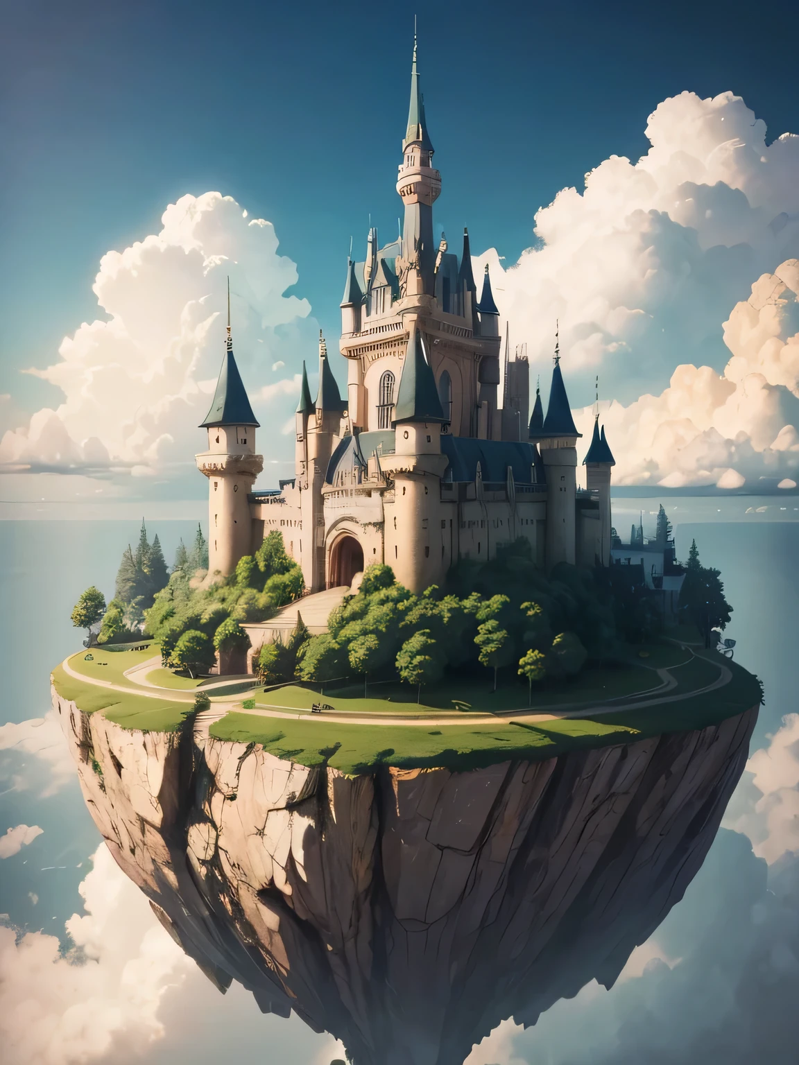 high resolution、Castle in the Sky、Sky City、a magical world、Castle in the sky、steampunk