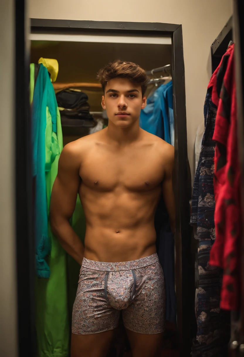 Changing room, underwear, boxer shorts, selfie, 17 year old boy