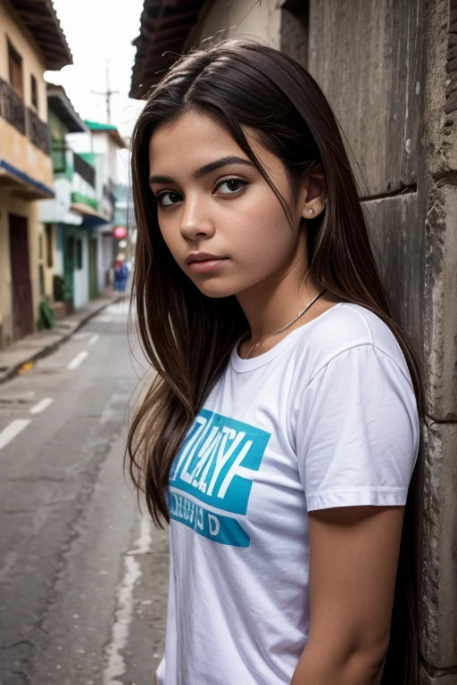 Foto de una joven muy hermosa, 1girl with shirt photo half body 20 year old passing through El Salvador with tied hair