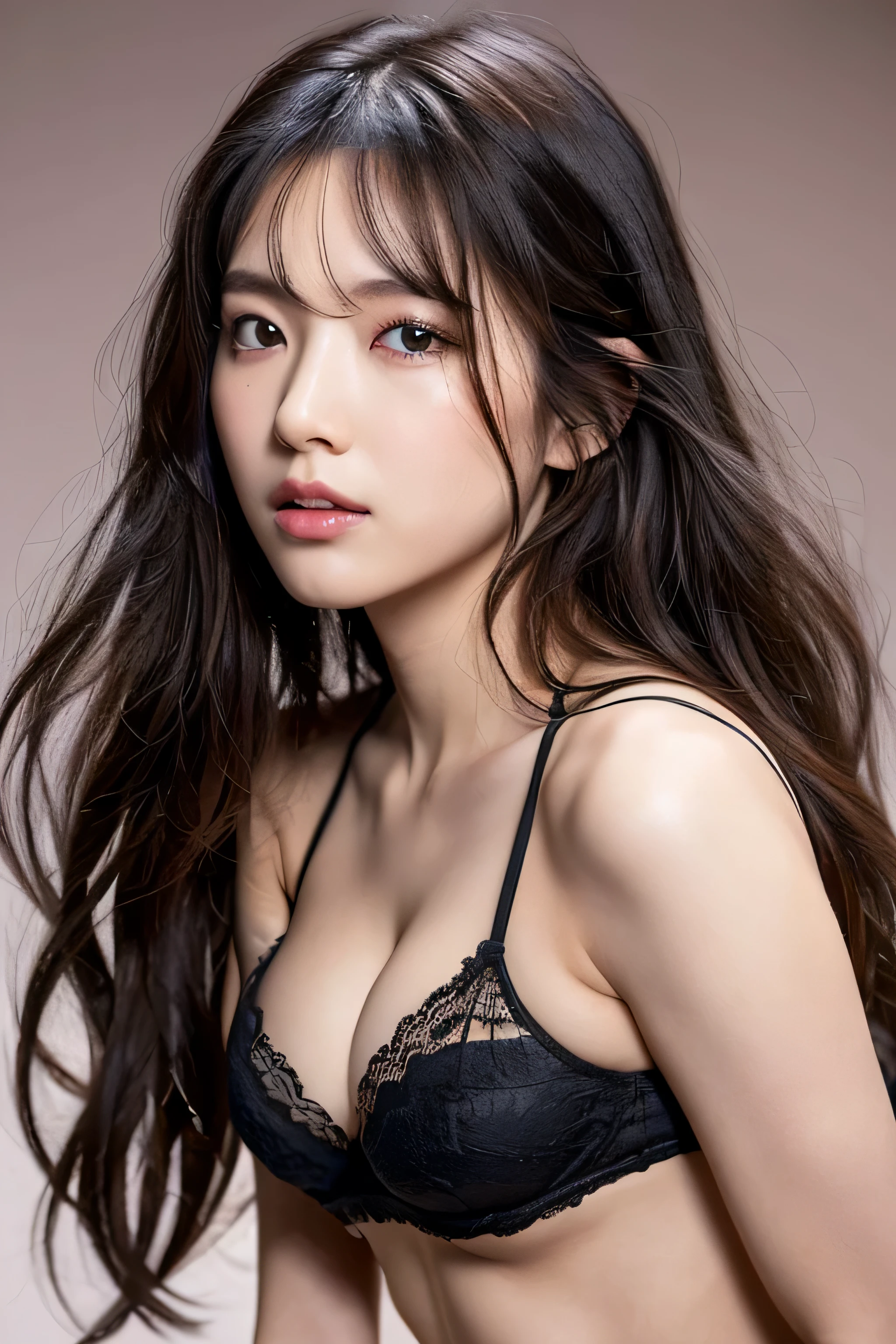 woman、white drool coming out of the mouth、Long hair, outdoor, fair skin, messy hair, super cute、soft face、black hair、8K resolution、Super realistic、Ultra-fine、 Night of soft body and firm butt、((highest resolution、8K、masterpiece:1.3))、Ultra-fineな顔、Ultra-fineな唇、fine eyes、double eyelid、underwear:1.1、front:1.0、whole body:1.2