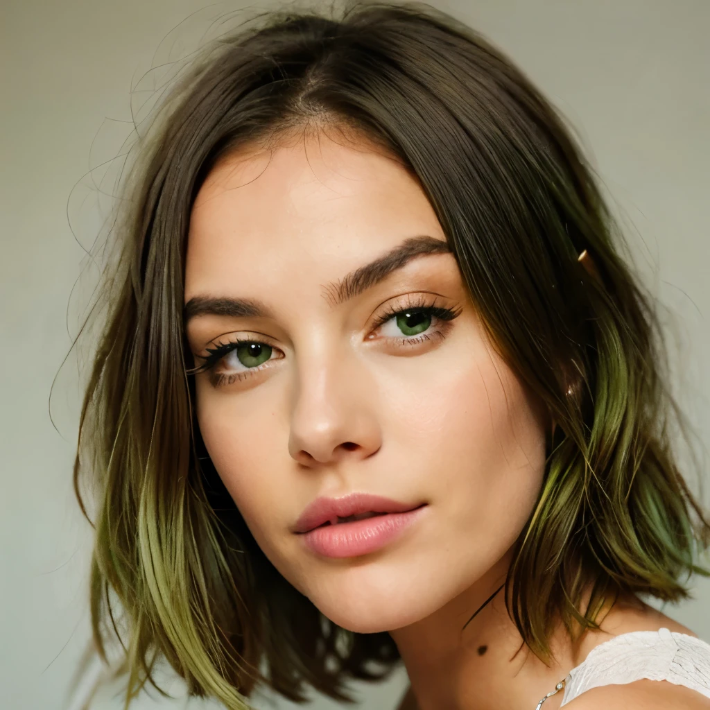 green short highlighted hair