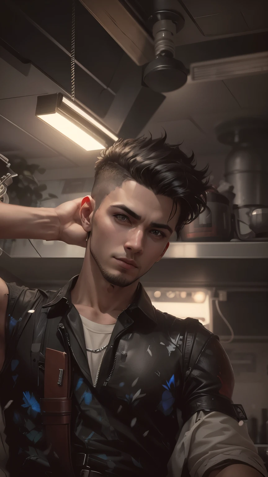 Change background cyberpunk handsome boy , realistic face,8k, ultra realistic