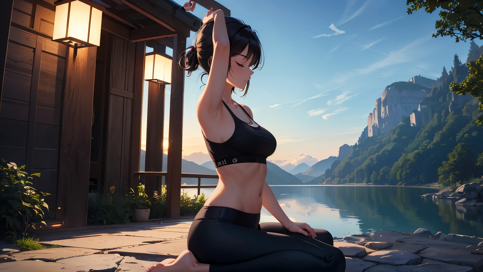 (highest quality,high resolution,(Ultra high fine mesh,4K), (ultra high resolution,8K),muste piece:1.2), (perfect anatomy,anatomically accurate), girl doing yoga, peaceful and calm background, beautiful and fine eyes, flowing long hair, fit and strong body, yogi clothes, elegant pose, yoga food, candle light room, relaxing music, soft and gentle lighting, mindfulness meditation, zen atmosphere, professional photography techniques, Bright colors, natural light