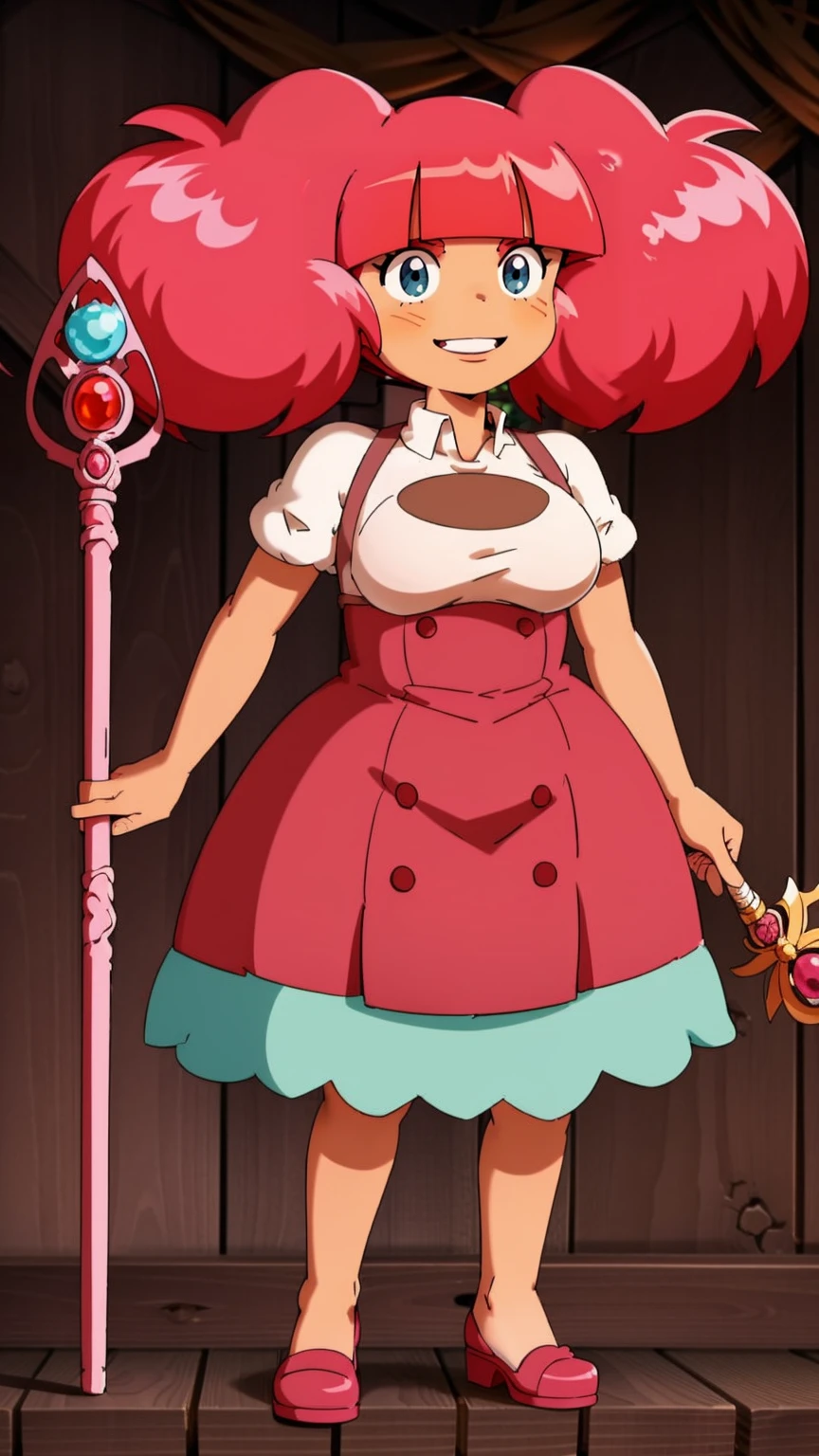 Rosemary, cheveux roses, loli avec grosse poitrine,smile, staff,full body, huge breast, curvy, refsheet, pink hair, red hair